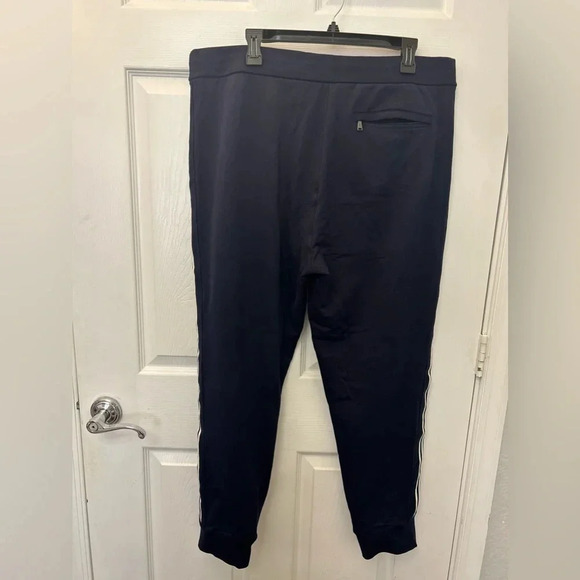 ! Ralph Lauren Purple Label Striped Navy Blue Tapered Fleece Jogger Sweatp… - Picture 2 of 6